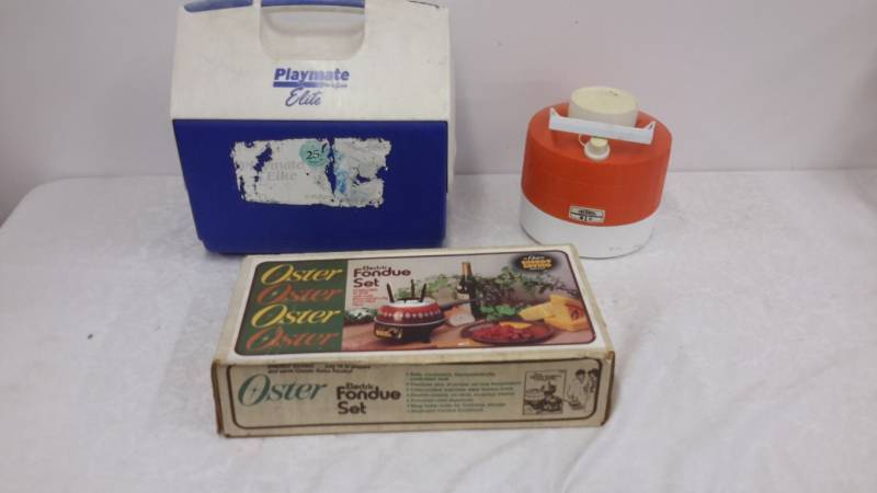 Fondue, Playmate Cooler, Water Jug