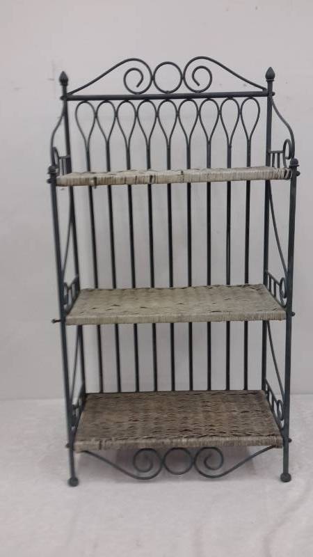 Wire and Wicker shelf stand