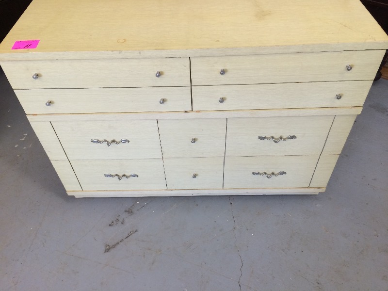 lot 11 image: Vintage Dresser Looks to be 50 years old  47 12 w x 17 34 d x 33 h  Interesting Piece