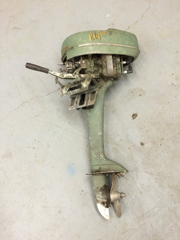 lot 34 image: Vintage Sears Elgin Outboard Motor  - looks complete