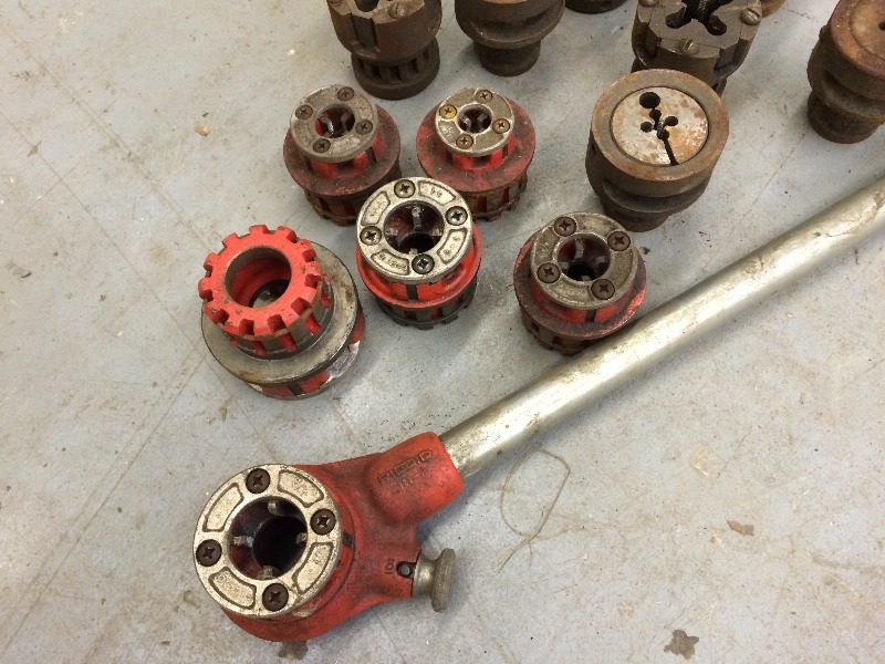 lot 56 image: Ridged Pipe Threader and Assorted Dies