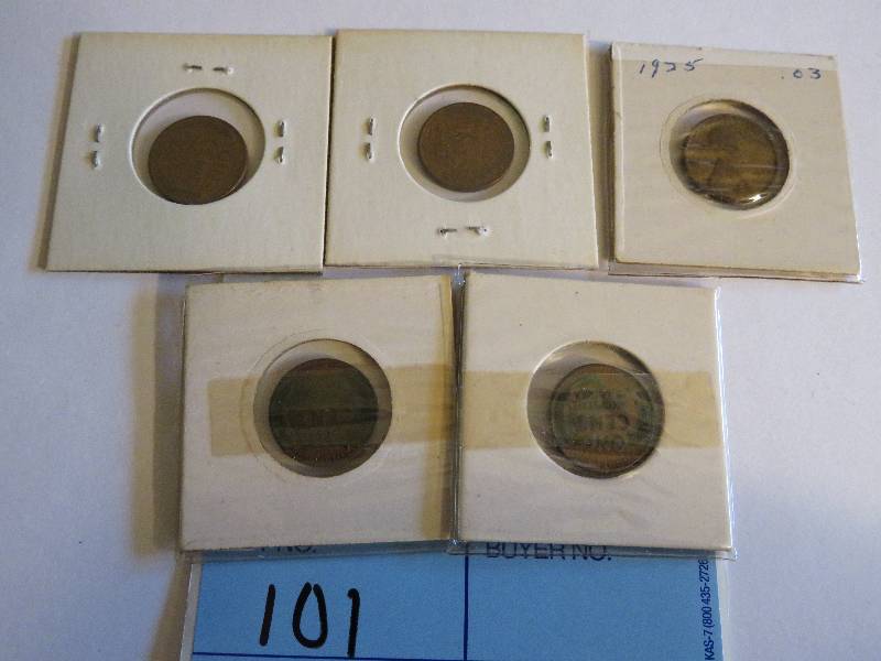 Lot of 5 Wheat Pennies
