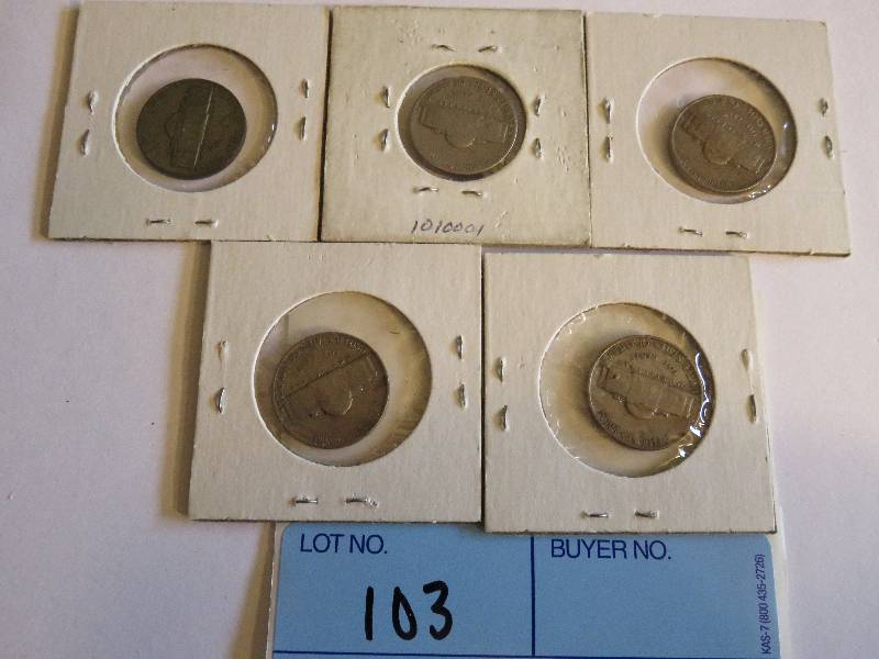 Lot of 5 Nickels