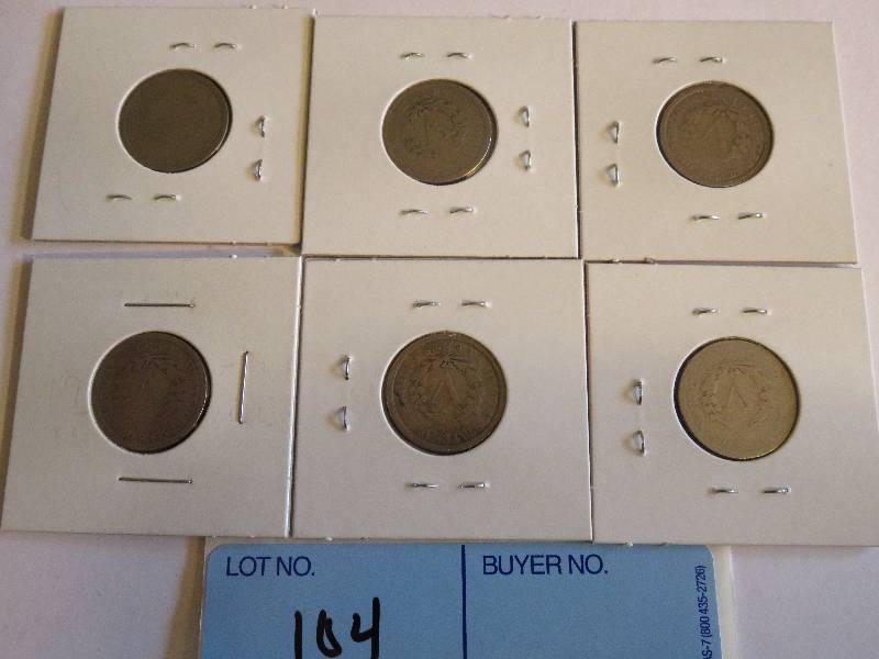 Lot of 6 Nickels