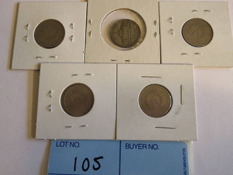 Lot of 5 Nickels