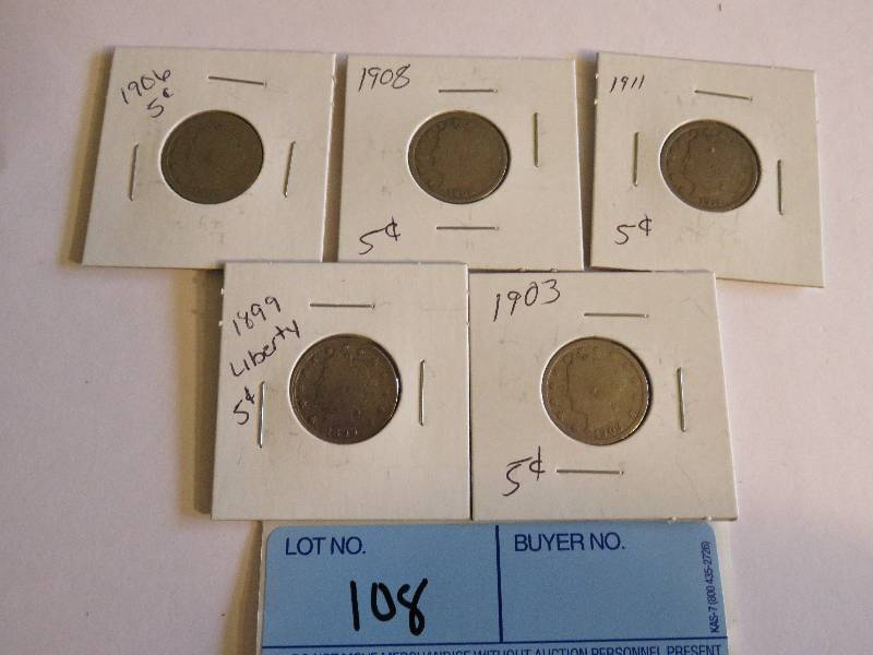 Lot of 5 Nickels