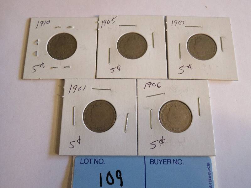Lot of 5 Nickels