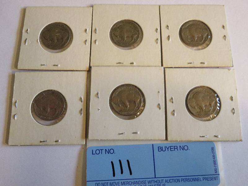 Lot of 6 Buffalo Nickels