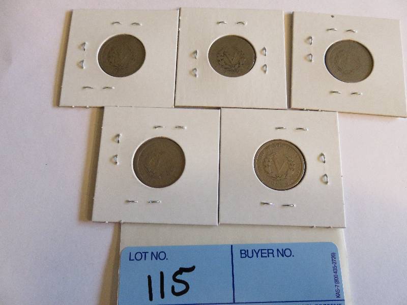 Lot of 5 Nickels