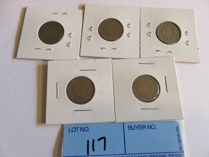 Lot of 5 Nickels