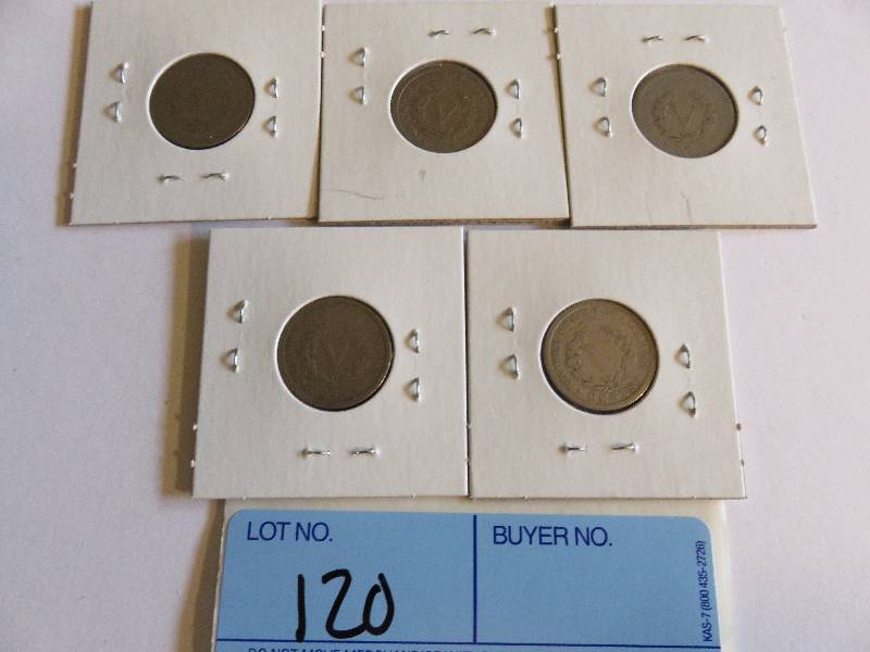 Lot of 5 Nickels