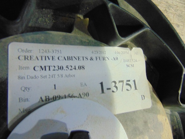 lot 47 image: 8 Dado Set 24T 58 Arbor