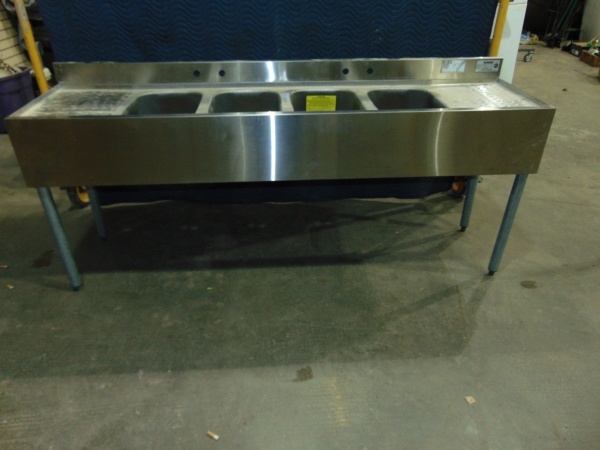 lot 57 image: Krowne 4 Basin Stanless Steel Sink Model 18-64C