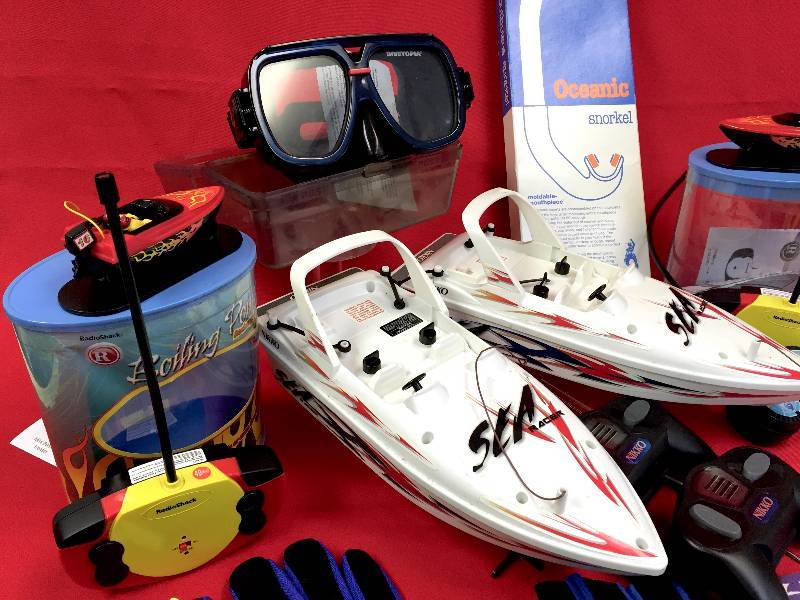 lot 12 image: Massive Lot of RC Nautical Toys & Scuba Equipment -- Most New in Box -- All come w instructions