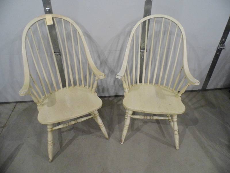 2 White Spindle Chairs