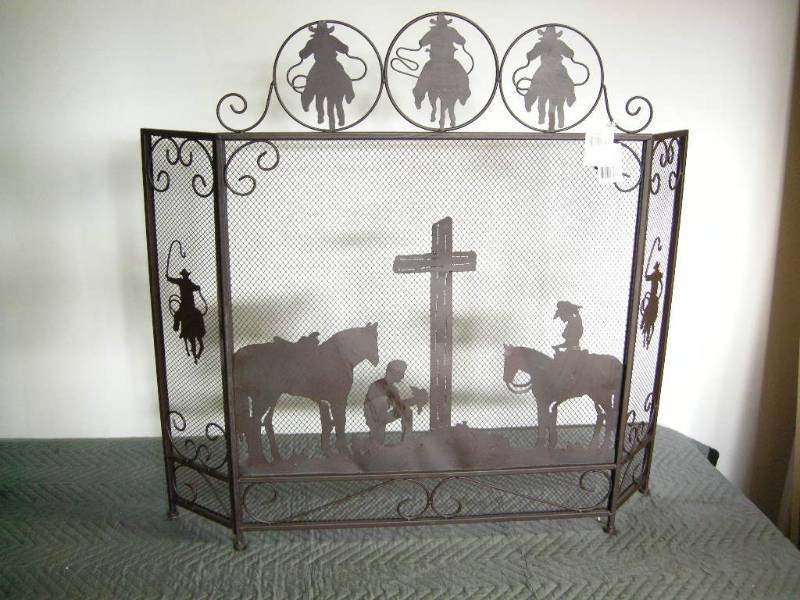 Praying Cowboy Fire Screen