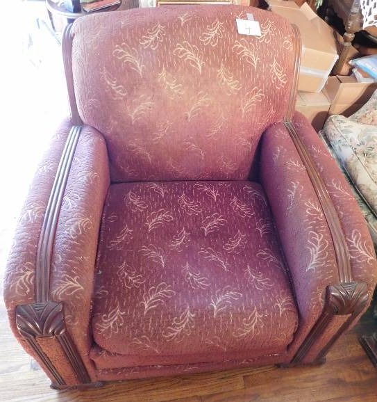 lot 4 image: antique overstuffed armchair from the 1930s has such a distinctive presence.