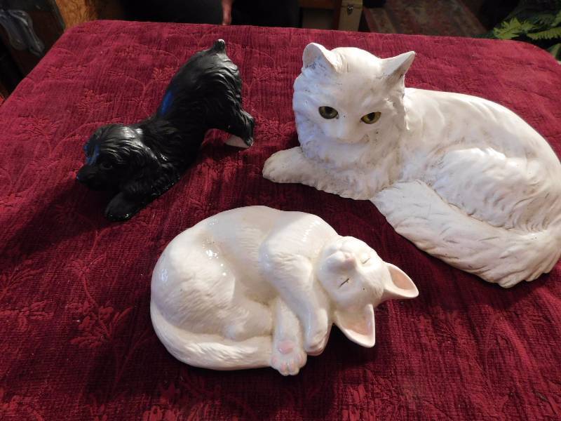 lot 50 image: two cats and a dog plaster pieces