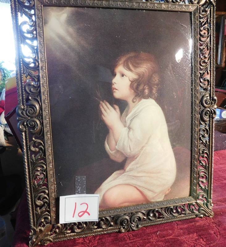 lot 12 image: Vintage fancy decorative frame made in Italy with vintage picture inside
