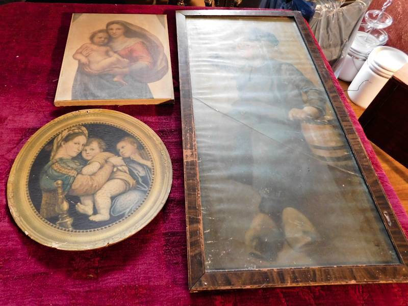 lot 74 image: religious and vintage framed art