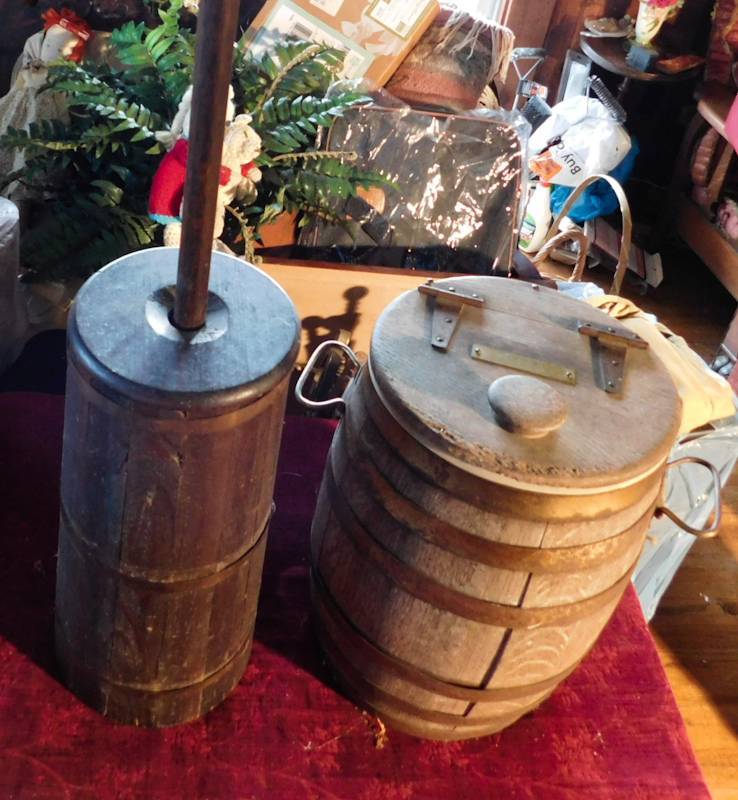 lot 86 image: vintage butter churn and cooler with lid please see photos