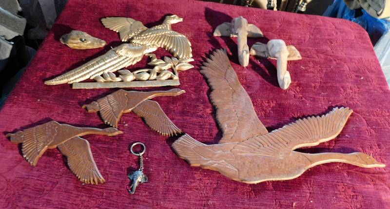lot 89 image: wooden wall art various animals elephants and geese and more