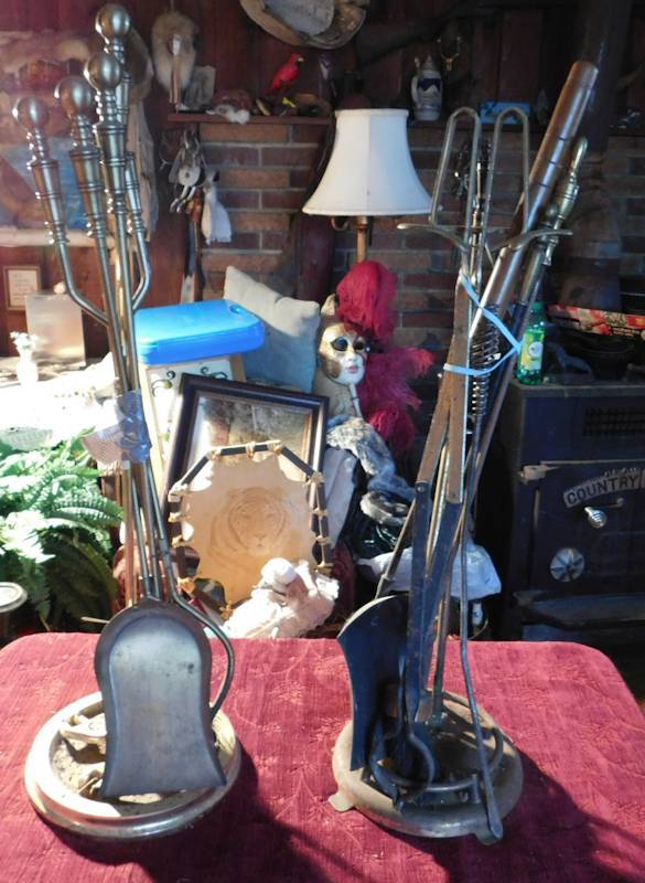 lot 109 image: Brass fireplace tool set