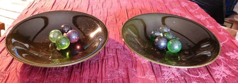 lot 133 image: two large decorative bowls and Christmas ornament looking glass balls see photos