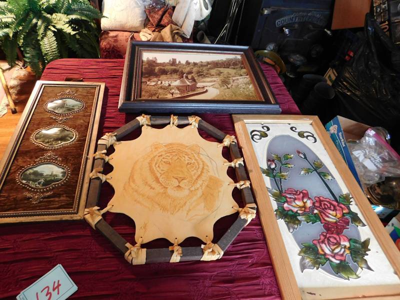 lot 134 image: vintage decorative framed items see photos