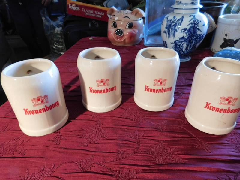 lot 154 image: 4 Kronenbourg steins made in boudour Belgium