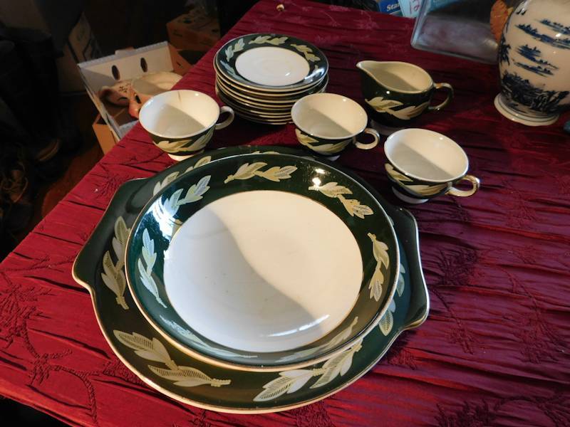 lot 156 image: platter serving bowl 3 cups creamer and 9 smaller bowls Coronet by Salem 53u