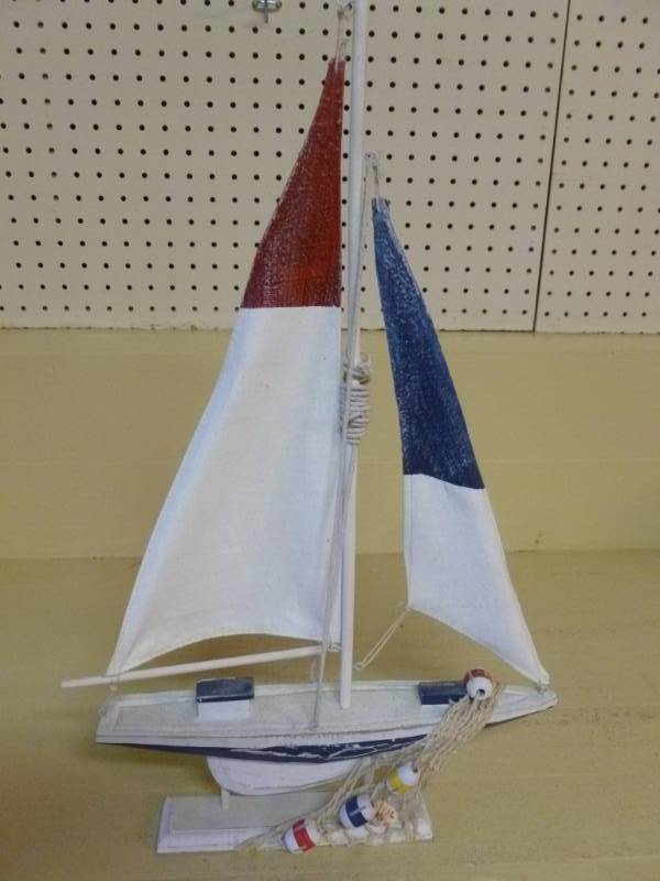 lot 187 image: Wooden Sail Boat Decoration