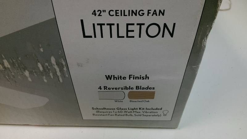 lot 22 image: Hampton Bay Littleton 42� White Ceiling Fan with Reversible Blades