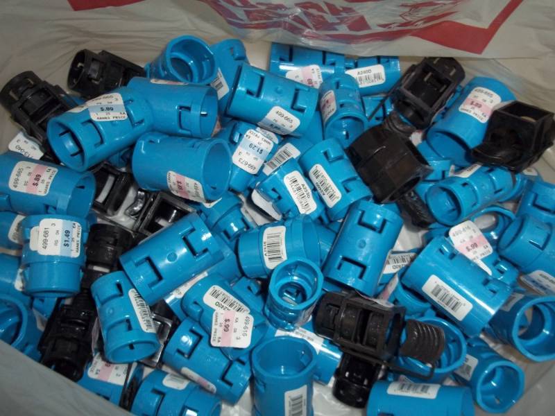 Bag of new plastic fittings