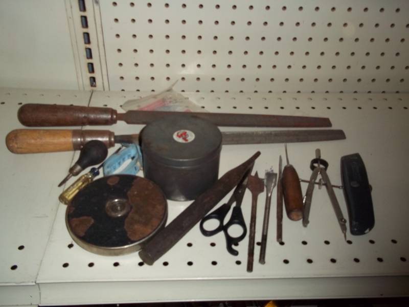 lot of tools with wood handled files