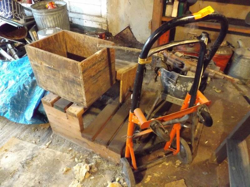 Hand Dolly and Wooden Crate