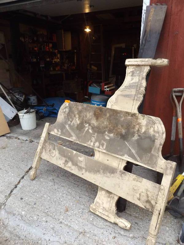 OLD Wooden bed frame with head and foot boards