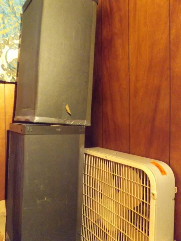 Box Fan and File Cabinet Drawers