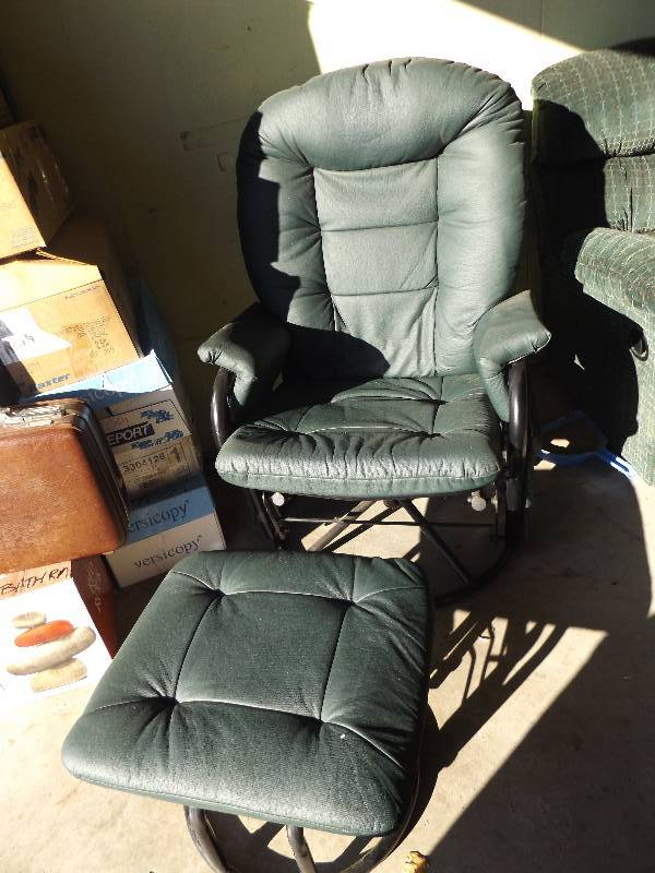 Green Glider with Matching Gliding Footstool