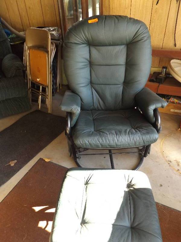 Green Glider with Matching Gliding Footstool