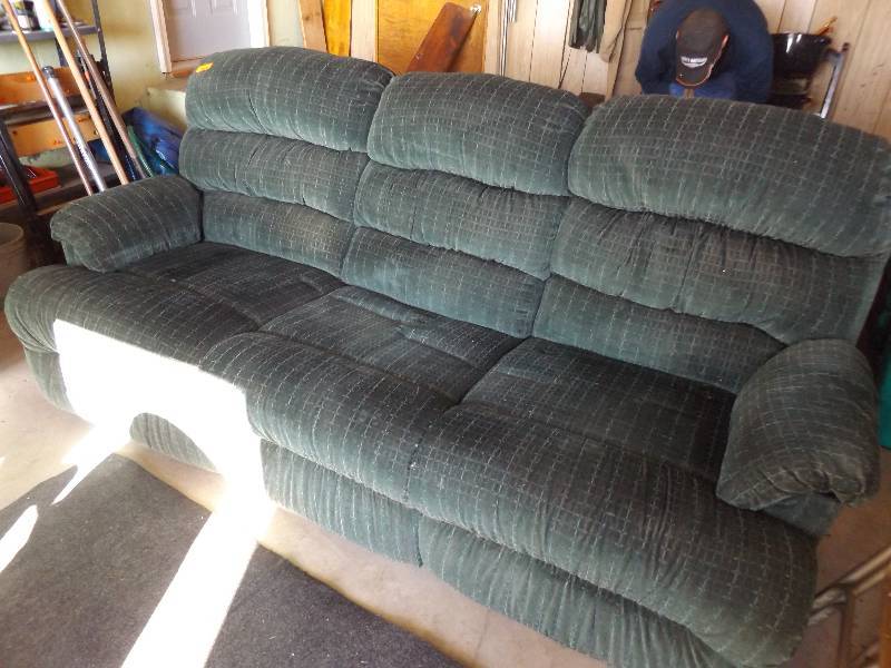 Green Couch and Loveseat with Recliners
