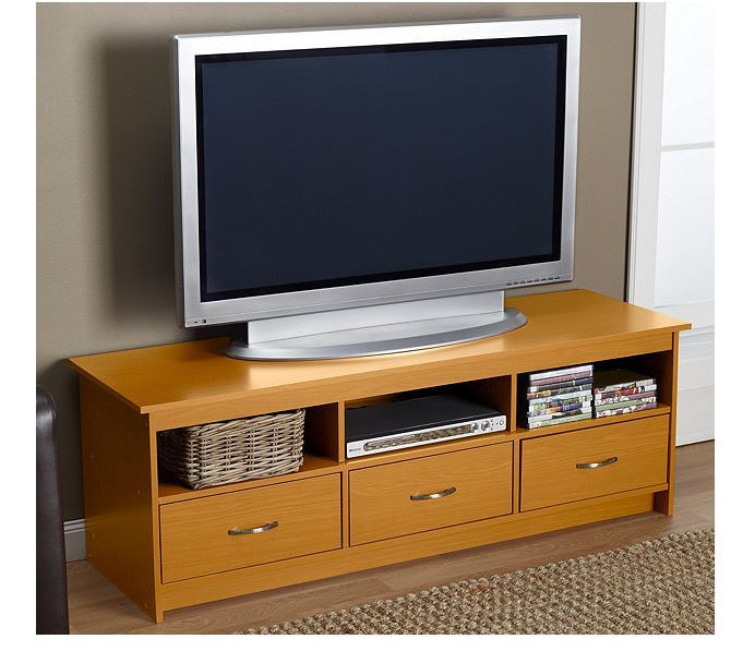 lot 50 image: alcove 3-Drawer Entertainment Console Oak