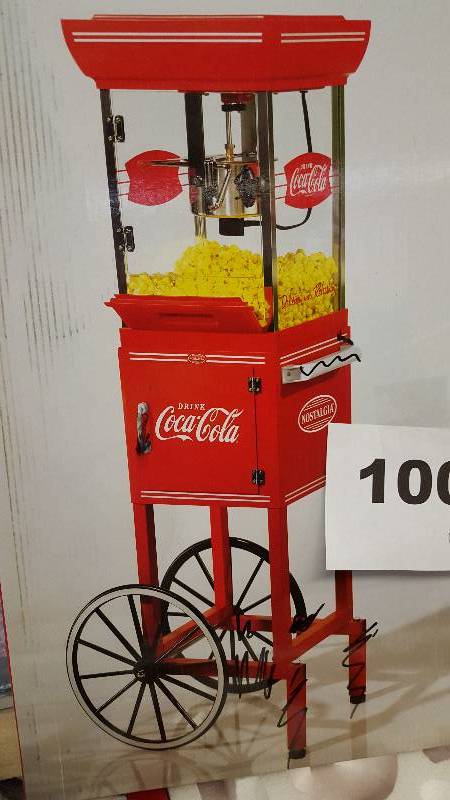 lot 100 image: Nostalgia Electrics 10 Cup Coke Popcorn Cart
