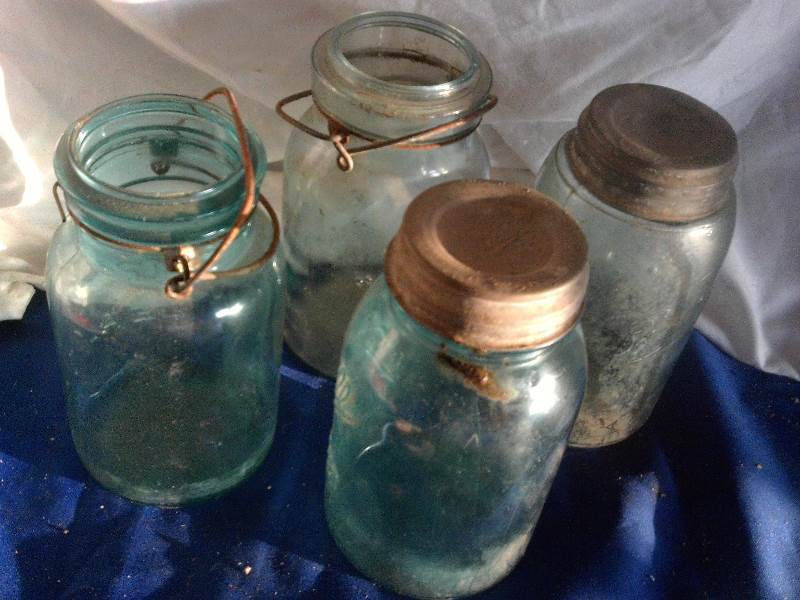 vintage green quart jars