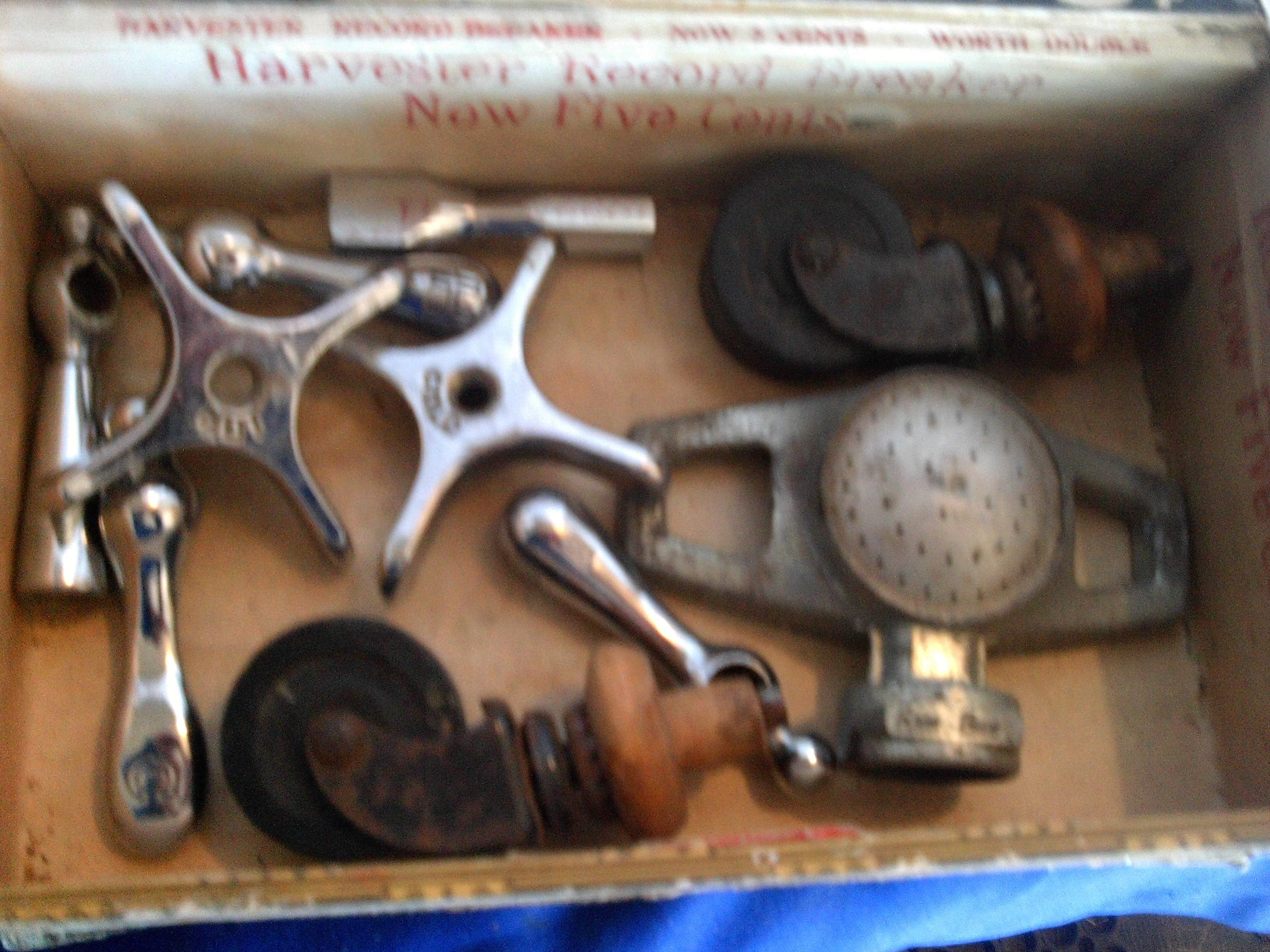 vintage handles and wheels and shower head