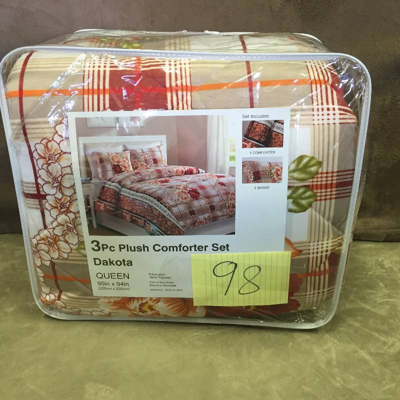 3PC Plush Comforter Dakota Queen Size