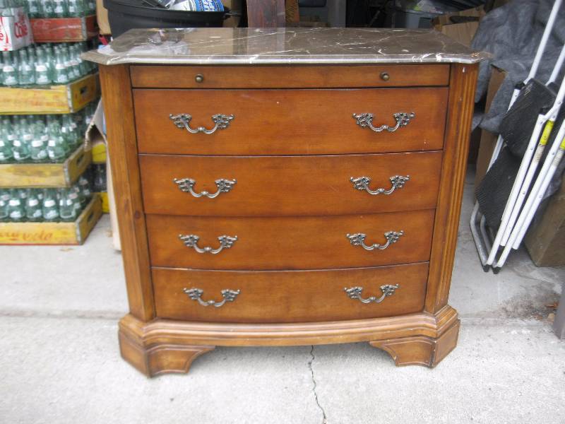 lot 4 image: Granite Top Dresser Wood Dresser.