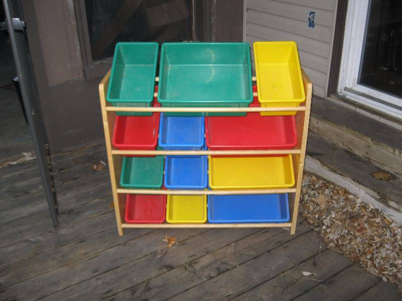 lot 36 image: Storage Cubby Bin Rack.