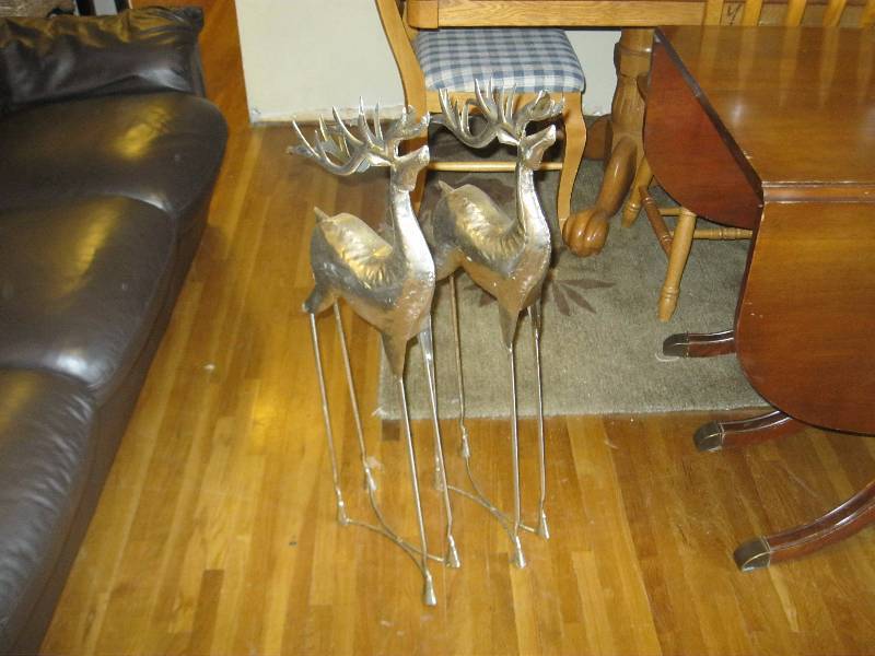 lot 39 image: Pair Metal Standing Reindeer
