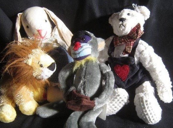 Stuffed Animals - Bear, Bunny, Lion W, Monkey
